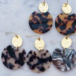 Gold and Tortoise Resin Earrings